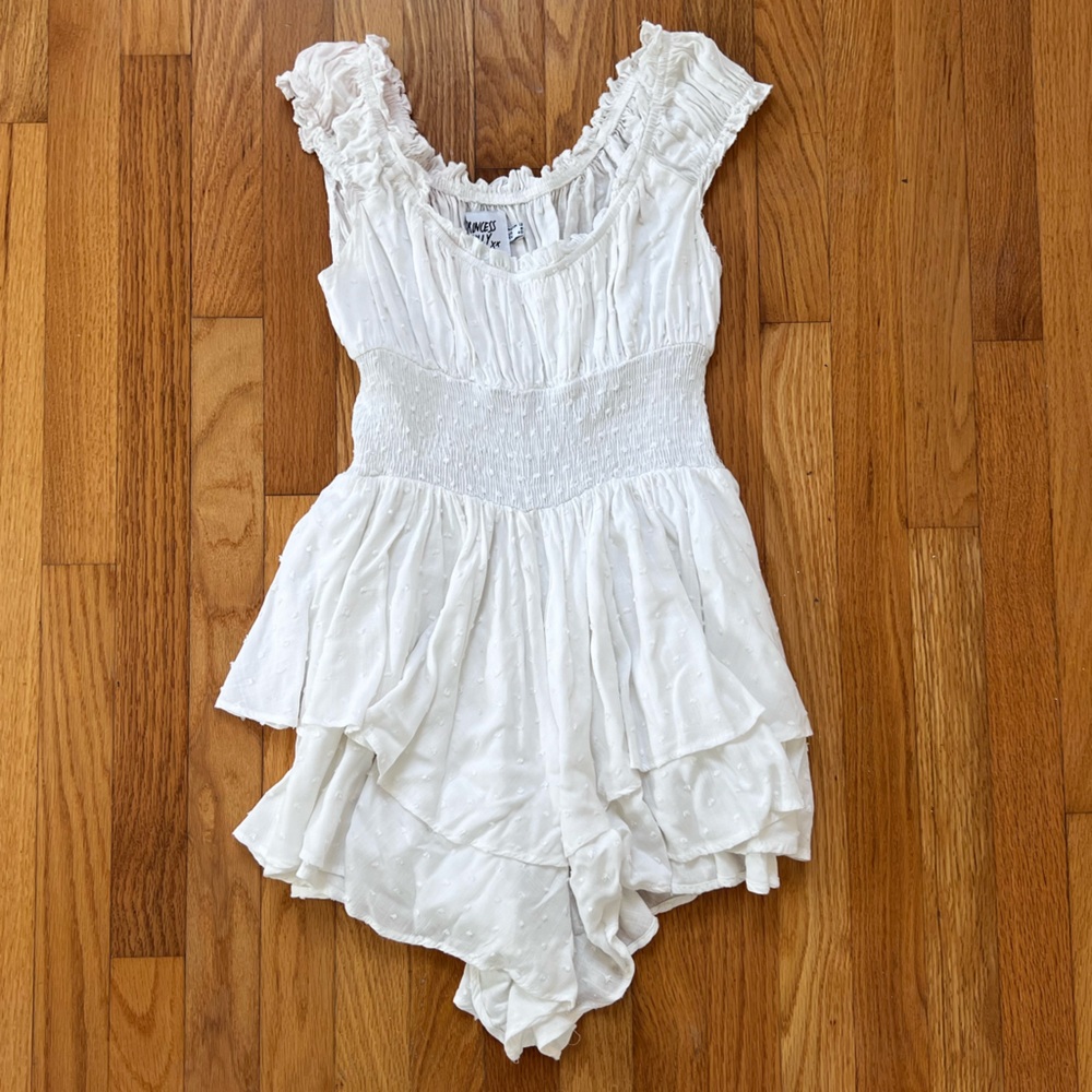 White Ruffle Romper